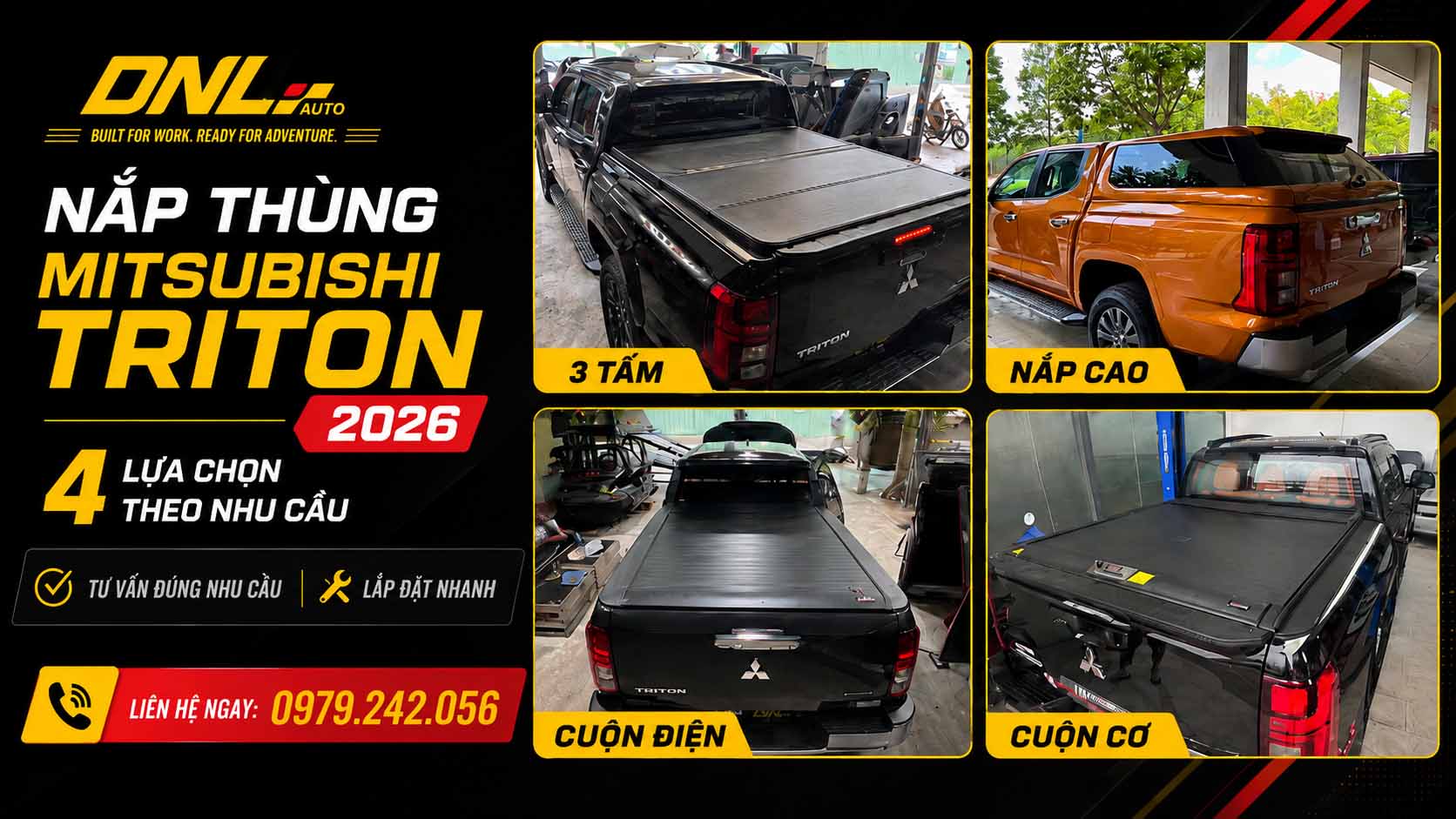Nắp Thùng Mitsubishi Triton 2026 – Chọn Loại Theo Nhu Cầu Sử Dụng