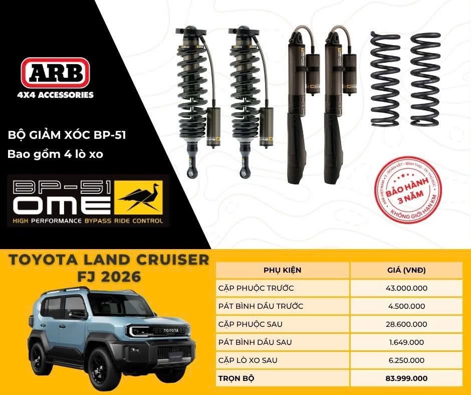 bộ phuộc giảm sóc BP-51 cho TOYOTA LAND CRUISER FJ 2026