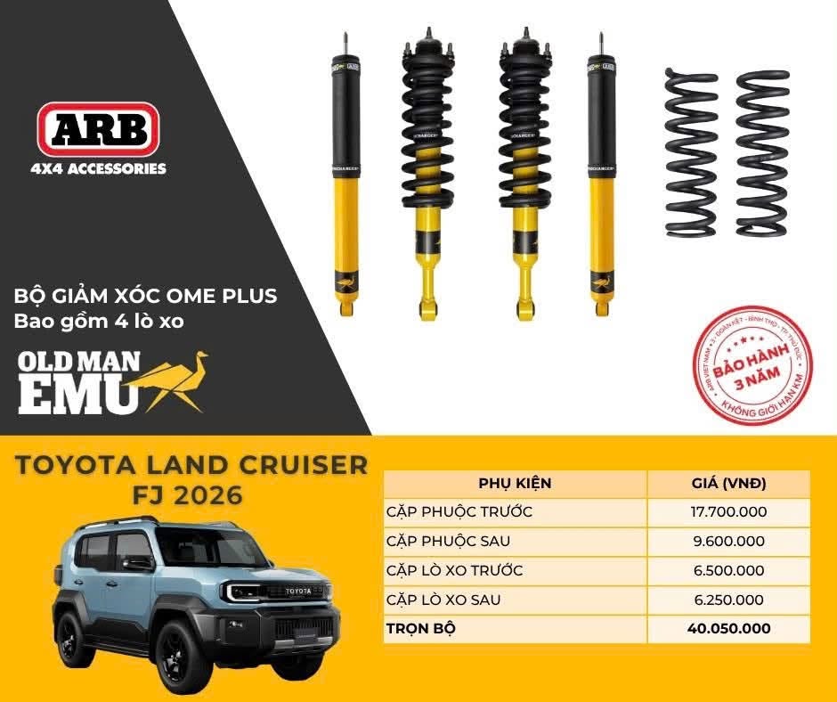 Tổng quan bộ giảm xóc ARB OME Plus cho Land Cruiser FJ 2026 tại DNL Auto