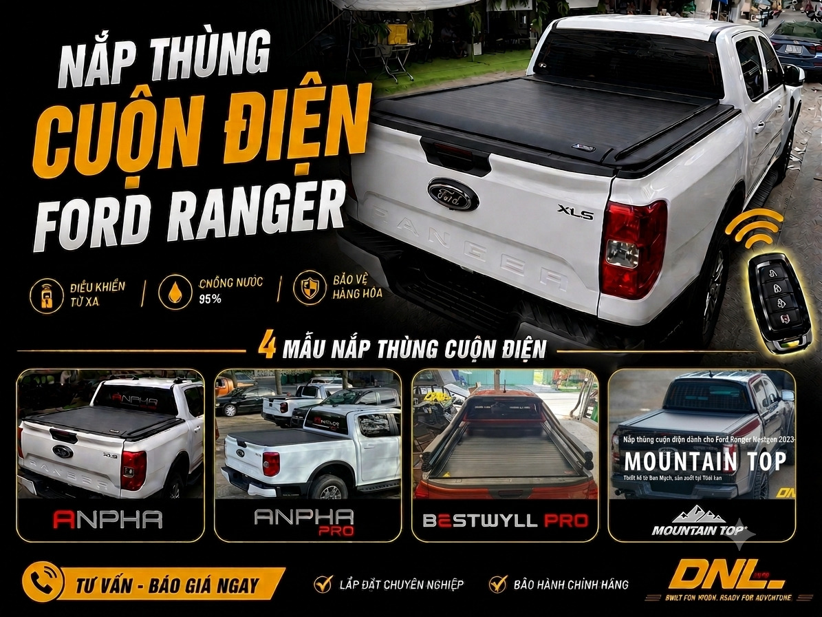 Nắp thùng cuộn điện Anpha Ford Ranger tại DNL Auto