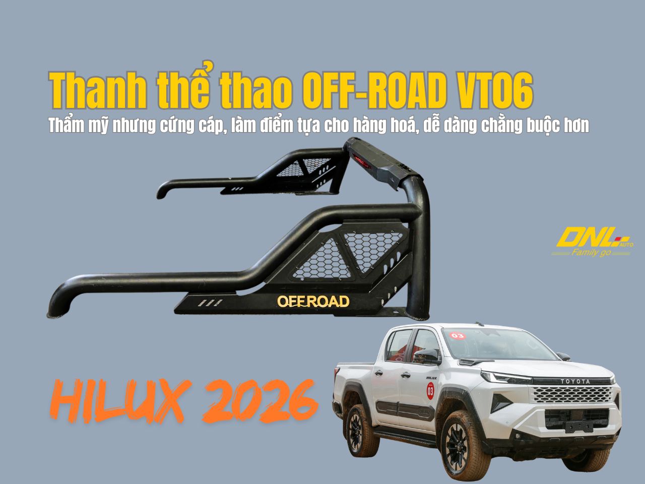 thanh thể thao Offroad VT06 cho xe bán tải HILUX 2026